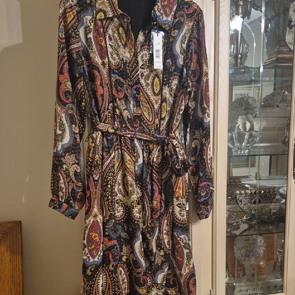 T Tahari Multicolor Paisley Long Sleeve Dress - Picture 6 of 11